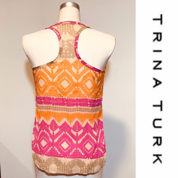 TRINA TURK silk colorful racerback tank sz Medium - Picture 4 of 9